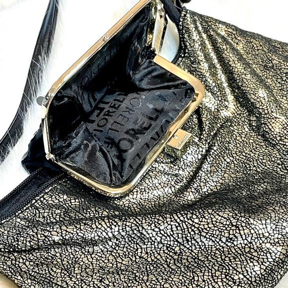 Fiorelli black and gold, small, crossbody bag with gold sequins and coin purse - Picture 5 of 8